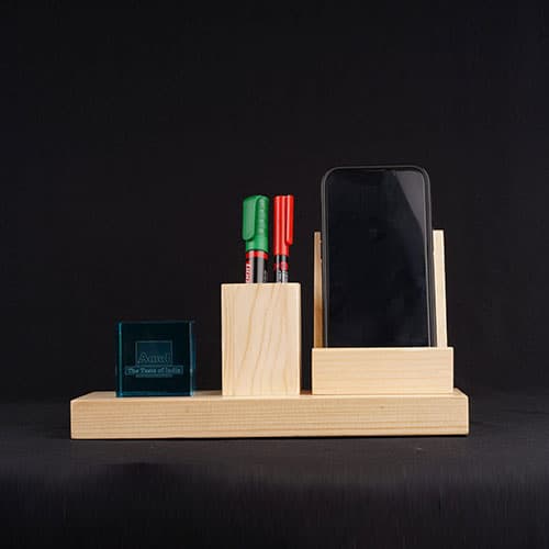 Crystal with LED base, Mobile Stand and Stationery Holder