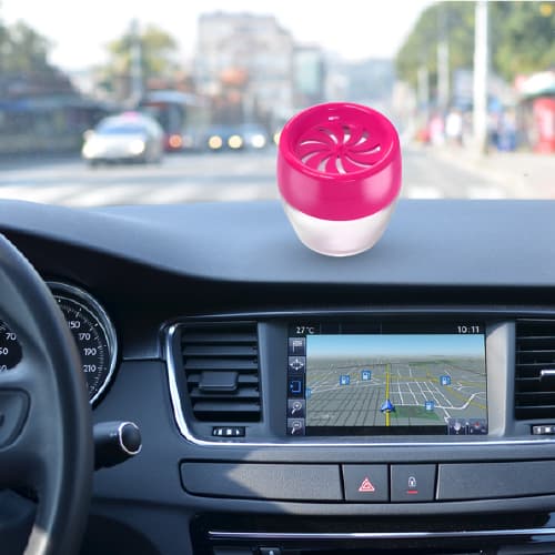 Gel air freshener on car dashboard