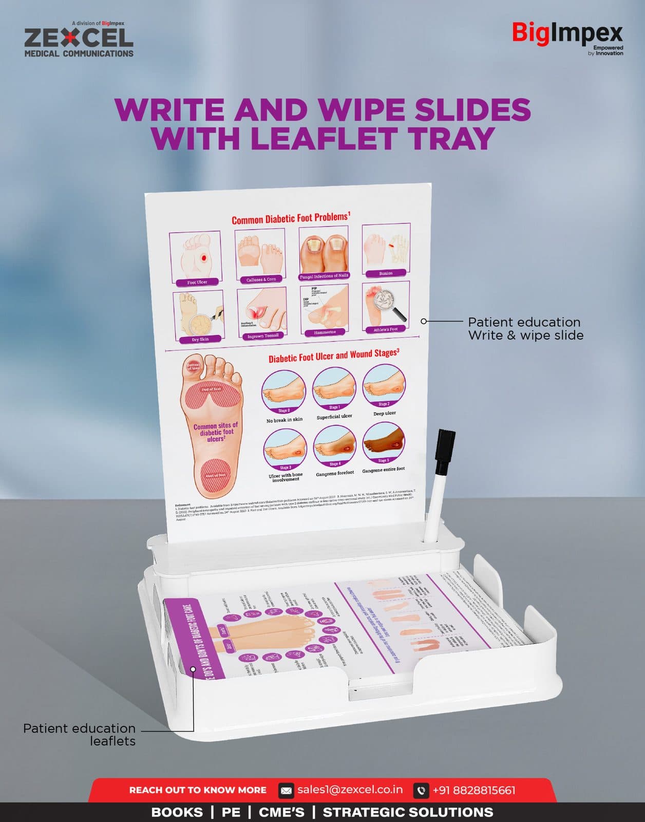 Write and wipe Slides with leaflet tray