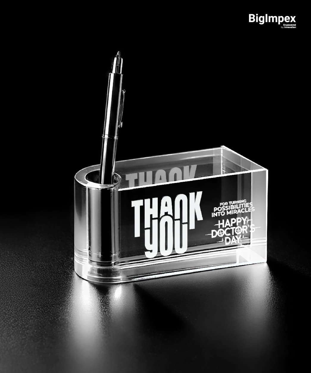 Premium 3D Crystal Pen Stand