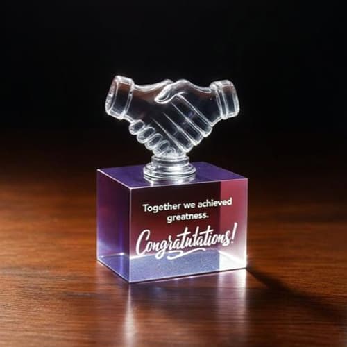 Crystal Handshake Trophy